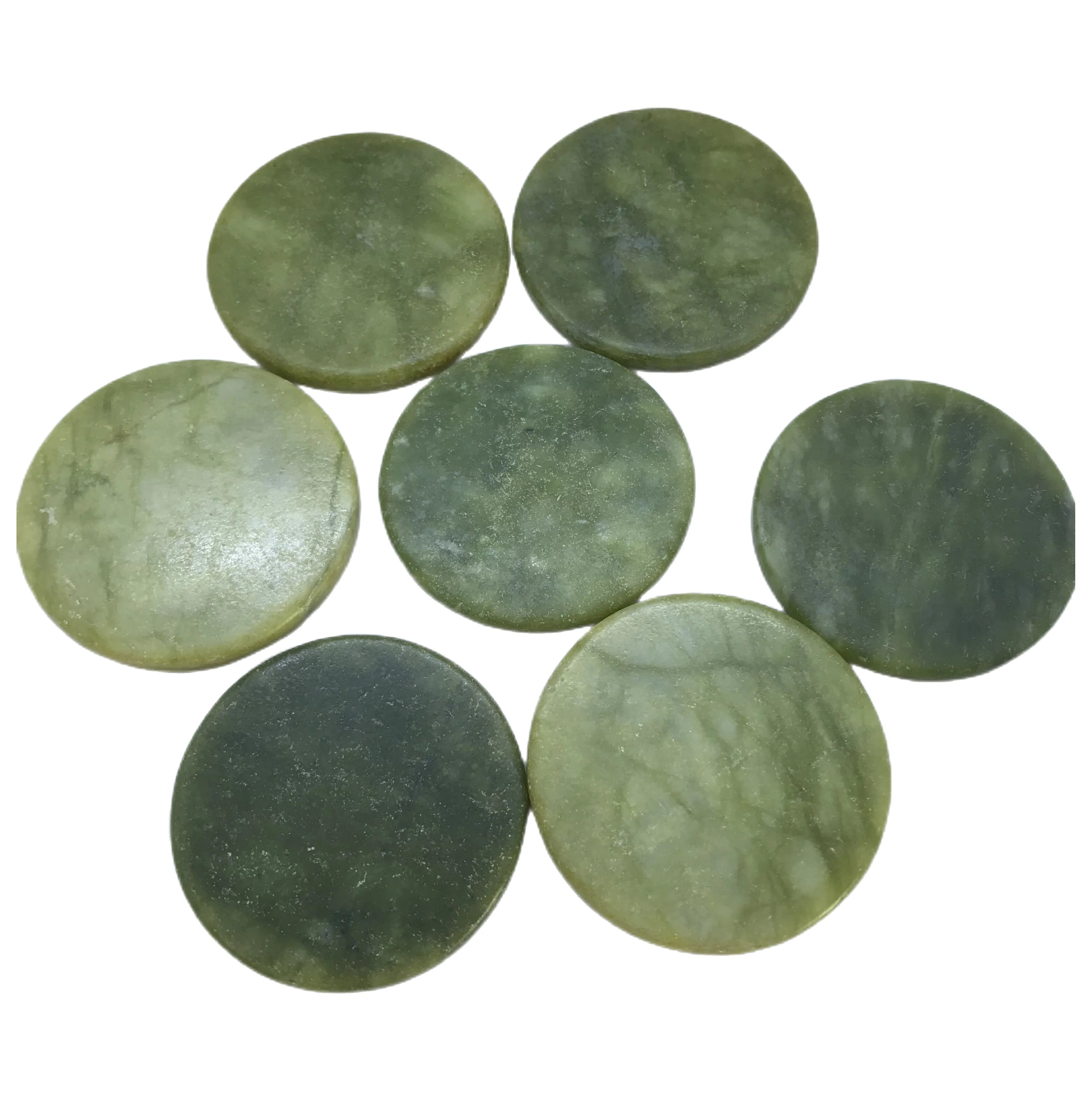 Wholesale Quality Polished Round Natural Green Jade Stone Glue Holder Pallet