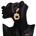 Vintage Children's Alloy Gold Color Statement Drop Earrings Geometric Punk Fashion Jewelry Accessories