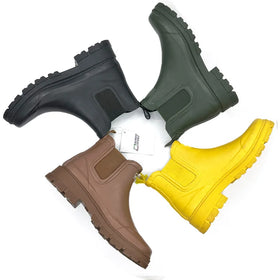Custom LOGO Waterproof Ankle Rubber Shoes Rain Boots Wellington Gumboots Women Chelsea Boots for Ladies