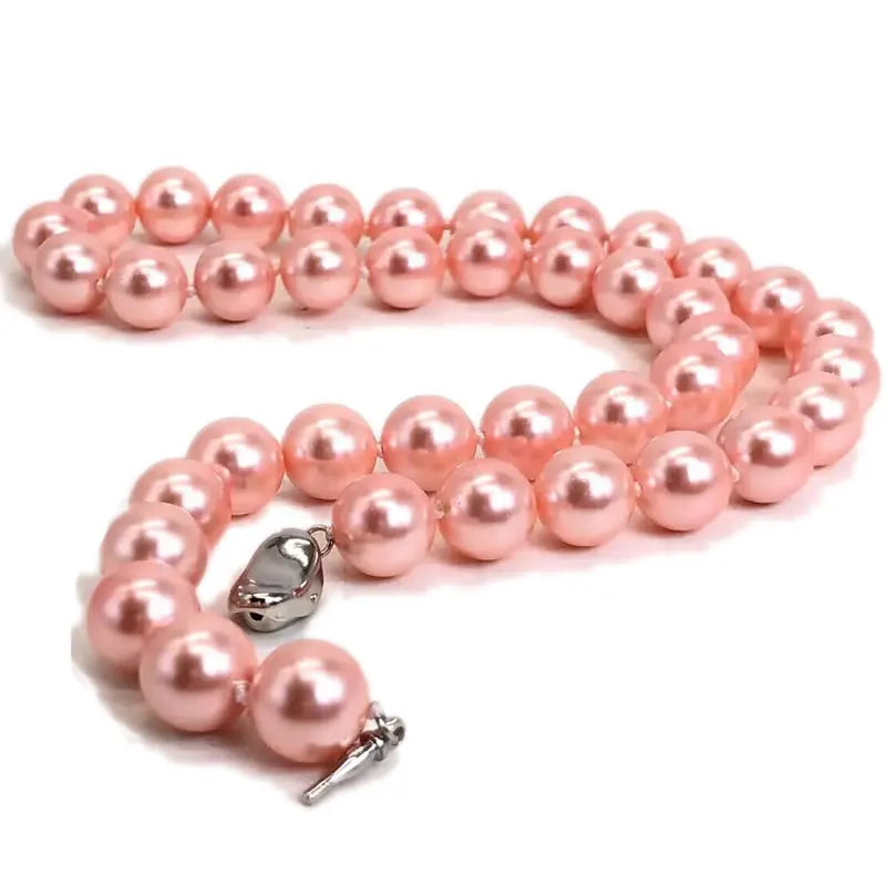 Mother of Shell-based Imitation Pearl Necklace Bracelet Pink White Grey Round 8mm 10mm Mother's Day Gift Anniversary