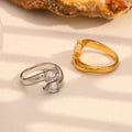 Dreamidea Customizable 18K Gold Plated Stainless Steel Open Ring with Waterproof Zircon for Weddings Low MOQ