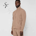 Wholesale Custom Embroidered Logo Polyester Spandex Casual Zipper 2 Piece Sets Jacket Joggers Suits for Men