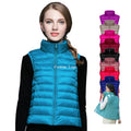 Custom Logo Women's Lightweight Puffer Vest Packable Accent Water-Resistant Winter Waistcoat Short Fabric Gilet Zipper Closure