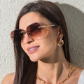 YTSFX21056  2024 Wholesale Custom Newest Fashion Rimless Metal Sunglasses Women Shade Sunglasses