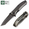 Bochen Color Folding Serrated Blade Titanium Coated Stainless Steel Pocket Laser Engraved Custom Logo Camping Knife Hunting