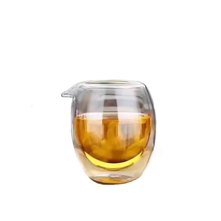 200ml Heat Resistant  Borosilicate Double-wall Clear Glass Coffee Cup With Spout Tea Set Glass Fairway Cup