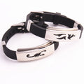 In Stock Hot Sale Fashion Black Jewelry Silicone Slap Stainless Steel Fine Bracelet Men