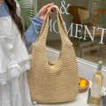 Casual Woven Women's Straw Handbags Summer Large Capacity Ladies Vacation Shoulder Bag Fashion Ladies Beach Tote Bags Purse