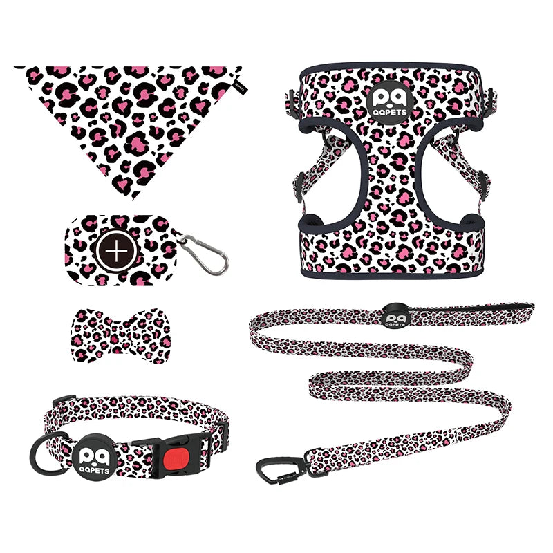 White Label Luxury Dog Harness Set Three Ring Nylon Harness with Ribbons Decoration Power Harness for Dogs