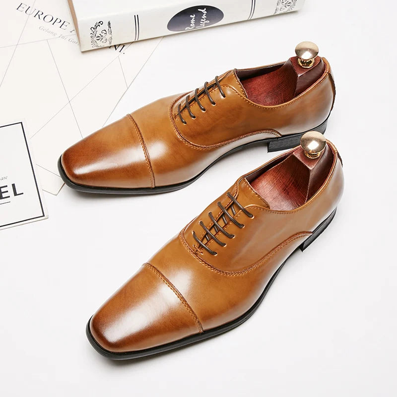 Luxury British Style Men's Wedding Office Loafers Genuine Leather Dress Shoes Pointed Toe Big Size for Autumn Season