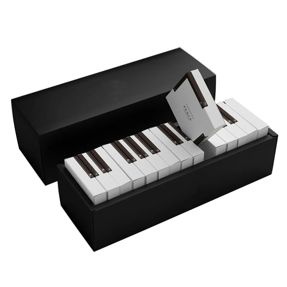 Luxury Gift Box-Black White Piano Style Eco-Friendly Art Paper Packaging Embossing Sponge Lining Recycled Materials Socks