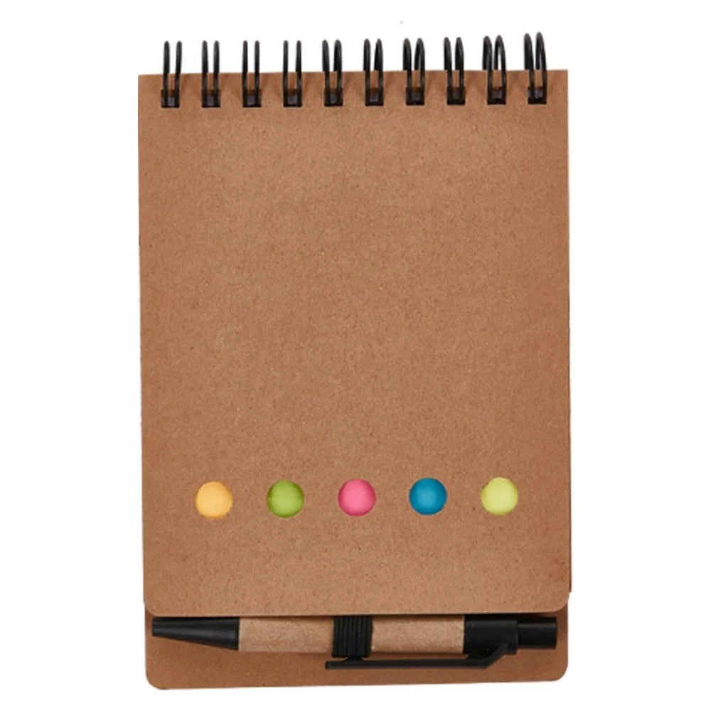 Natural Cardboard Cover Spiral Bound Multi-purpose Note Pad Sticky Note Promotional Gifts MH013 Jotty Sticky Note Pad in Stock