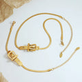 Fashion Blade Chain Watch Buckle Necklace Hip Hop Stainless Steel Collar Chain Bracelet Jewelry Sets