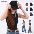 Support Custom Cropped Tank Top Women's High Waist Slim Inside T-shirt Women's Elastic Short Sleeveless Bottom Shirt Girl