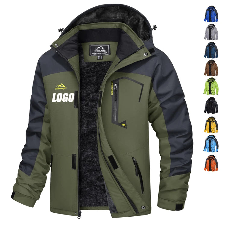 Wholesale Custom Men's Winter Zippered Jacket Windproof Outdoor Hooded Collar Winter Windproof Zip up Jacket MegaBDM