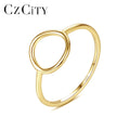 CZCITY Geometric 925 Silver Women Finger Ring Delicate Fashion Big Round Shape Handmade Wire Lady Rings