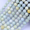 Natural High Quality Natural Round Beryl Aquamarine Stone Gemstone Beads for DIY Jewelry Making 6 8 10mm 38CM