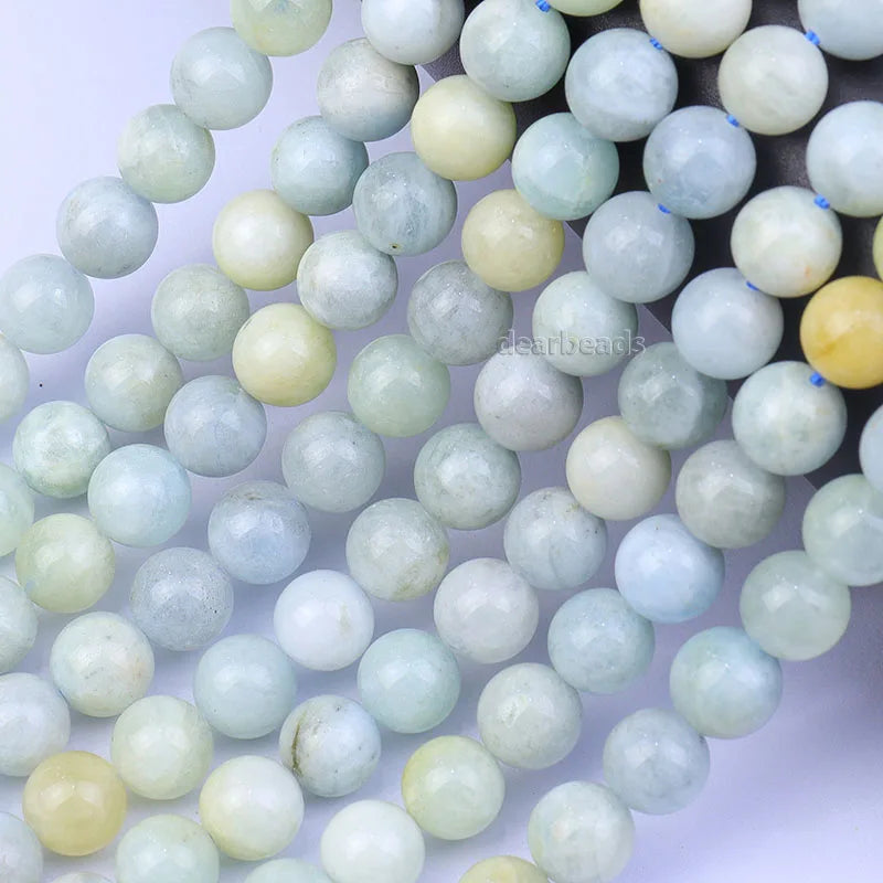 Natural High Quality Natural Round Beryl Aquamarine Stone Gemstone Beads for DIY Jewelry Making 6 8 10mm 38CM
