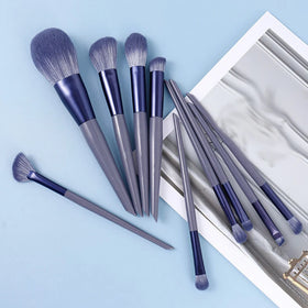 Competitive Price Cosmetic Glitter Beige Lash Cleansing Horse Hair Makeup Brushes Set Hourglass 18 Pcs Premium Synthetic 2 In1