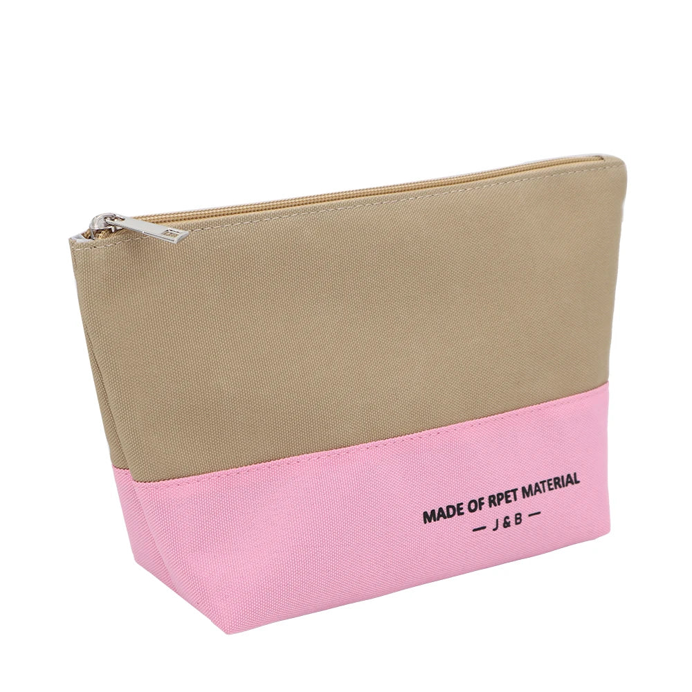 Recycled Plastic Bottles RPET Eco Material Two-tone Oxford Fabric Promotion Cosmetic Bag Makeup Pouch Custom Printed Logo