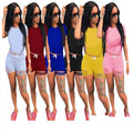 S-3XL Summer Hot Selling Four Colors Women Casual Two Piece Blank Short Tracksuits Outfits 2 Piece Jogger Fitness Set