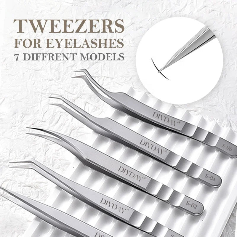 DIYDAY Stainless Steel Fiber Tip Boot Volume Eyelash Tweezers for Eyelash Extension