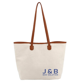 Factory Custom Thick Canvas Tote Bag Luxury Canvas Tote Shopping Bag Natural Heavy Cotton Canvas Tote Bag with Leather Handle