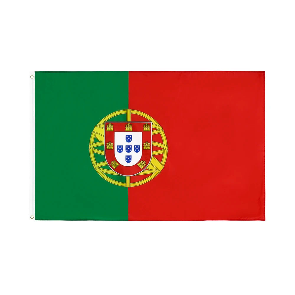 Ready Stock 100% Polyester Flying Style Double Sided Portugal Portuguese Republic Flag 3x5 Ft Pantone Color Soft Decoration Use