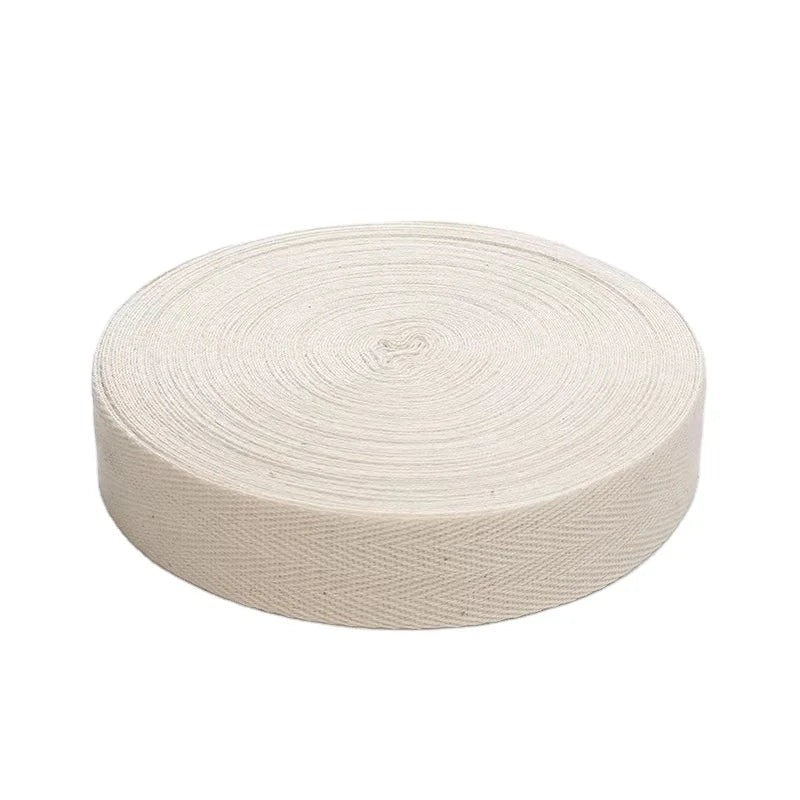 Stock 20mm Width Double Face Herringbone Tape White Black Natural Cotton Eco-Friendly Woven Chevron Ribbon for Garment