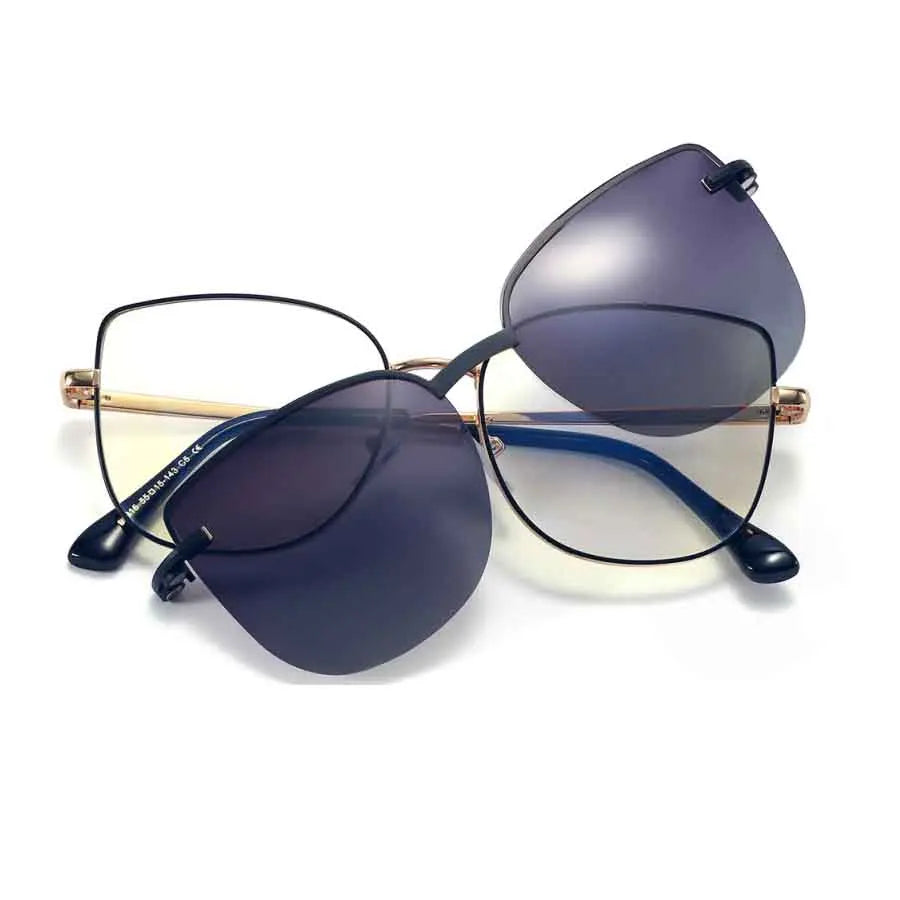 95816 Ready Stock  Frames Glasses With Sunglasses Polarized Magnetic Clip on Sunglasses