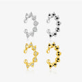 FUAMAY 18K Glod Plated  925 Silver Black Zircon Cuff Earrings Star of David  Cuff Earrings Triangle Cuff Earrings
