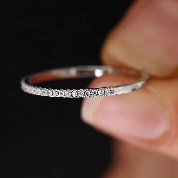 CAOSHI Micro Pave CZ Anniversary Band Zircon Crystal Wedding Band Eternity Stacking Ring Fashion Small Thin Ring Band