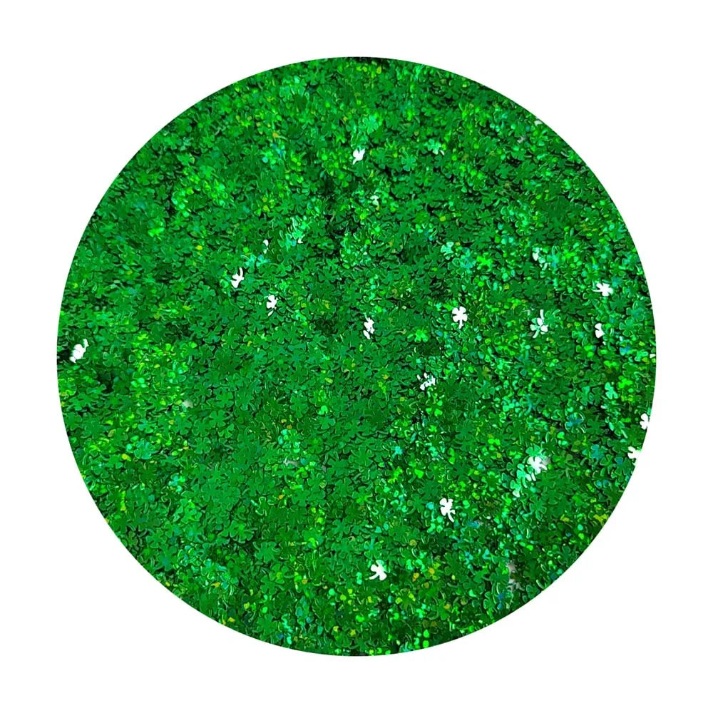 Glitter Sequins Flakes Green Four Leaf Clover Holographic Sequins Clover Nail Art