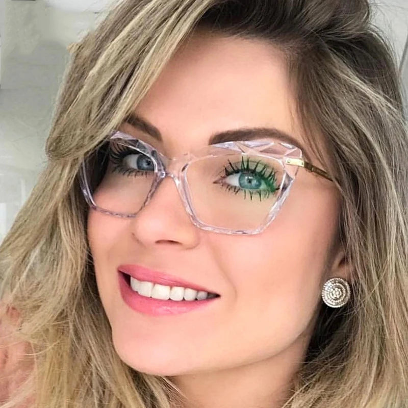 Luxury Metal Transparent Glasses Spectacle Frame Optical Frames Cat Eye Women Optical Transparent Crystal Glasses Frame