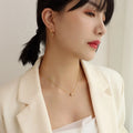New French Stainless Steel 18k Gold Design Sense Full Diamond Exquisite Collarbone Necklace Earrings Jewelry Set Wholesale Spot