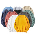 RNSHANGER Men Cotton Spring Autumn Solid Color O-neck Sweatshirt Universal Simple Casual Pullover Couple Long Sleeve T-shirt