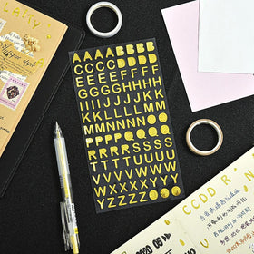 2026 Hottest Creative Bronzing English Alphabet Stickers Number Small Glitter Stickers Hand Account Diary Plan Diy Stickers