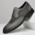 Genuine Leather Men's Oxfords Shoes Soft Pointed Toe Brogue Formal Shoes for Office Wedding Dress