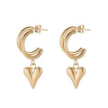 Irregular Gold Pated Heart Charm Earring Stainless Steel c Shape Stud Earring