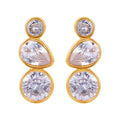 Stainless Steel Earrings for Women Luxury Simple Geometric Water Drop Inlaid Zircon 18K Gold Plated New Design