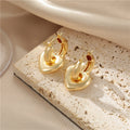 Fashion Gold Plated Brass Huggie Earrings Geometric Circle Heart Pendant Hoop Earring for Women for Birthdays and Parties