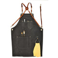 Manufacturer Customization Cross Leather Strap Sleeveless Bib Apron Reusable Fashionable Cotton Cleaning Bib