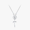 Ailmay Fashion 925 Sterling Silver Charm Rose Flower Pendant Clear Zircon Necklace for Women Romantic Wedding Jewelry