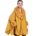 Big Size Fur Collar Women Capes High Quality Faux Fur Trim Winter Ponchos Wholesale Fur Fashion Cloaks