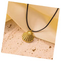 Summer Beach Jewelry Wax Rope Non Tarnish Gold Sea Clam Shell Necklace 18k Gold Plated Stainless Steel Conch Shell Necklace