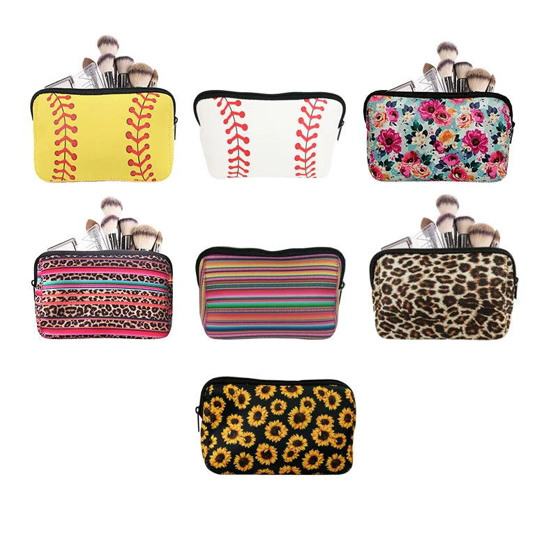 RTS Promotion Wholesale Neoprene Girls Fashion Insulated Portable Zipper Bag/Makeup Bag Sublimation Transfer Makeup Bag