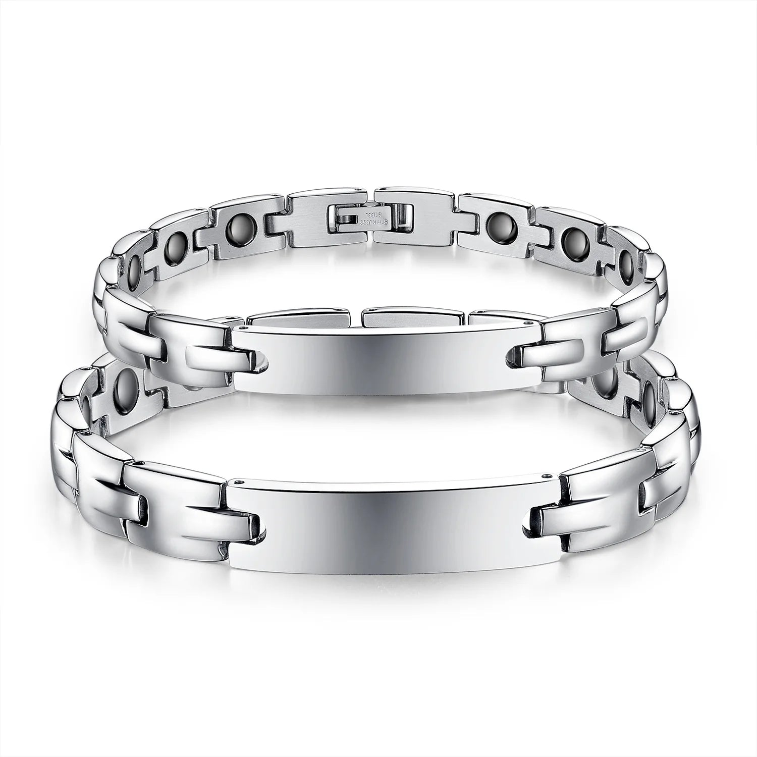 Factory Wholesale Waterproof Smooth Luxury Titanium Steel Magnetic Couple Energy Health Bracelet Jewelry Gift for Father's Day