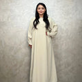 LM008 Crepe Slip Abaya Dress Flounce Sleeves with Pockets Zipper Ironless Longsleeves Summer Dress 2024 Prayer Dress Modest