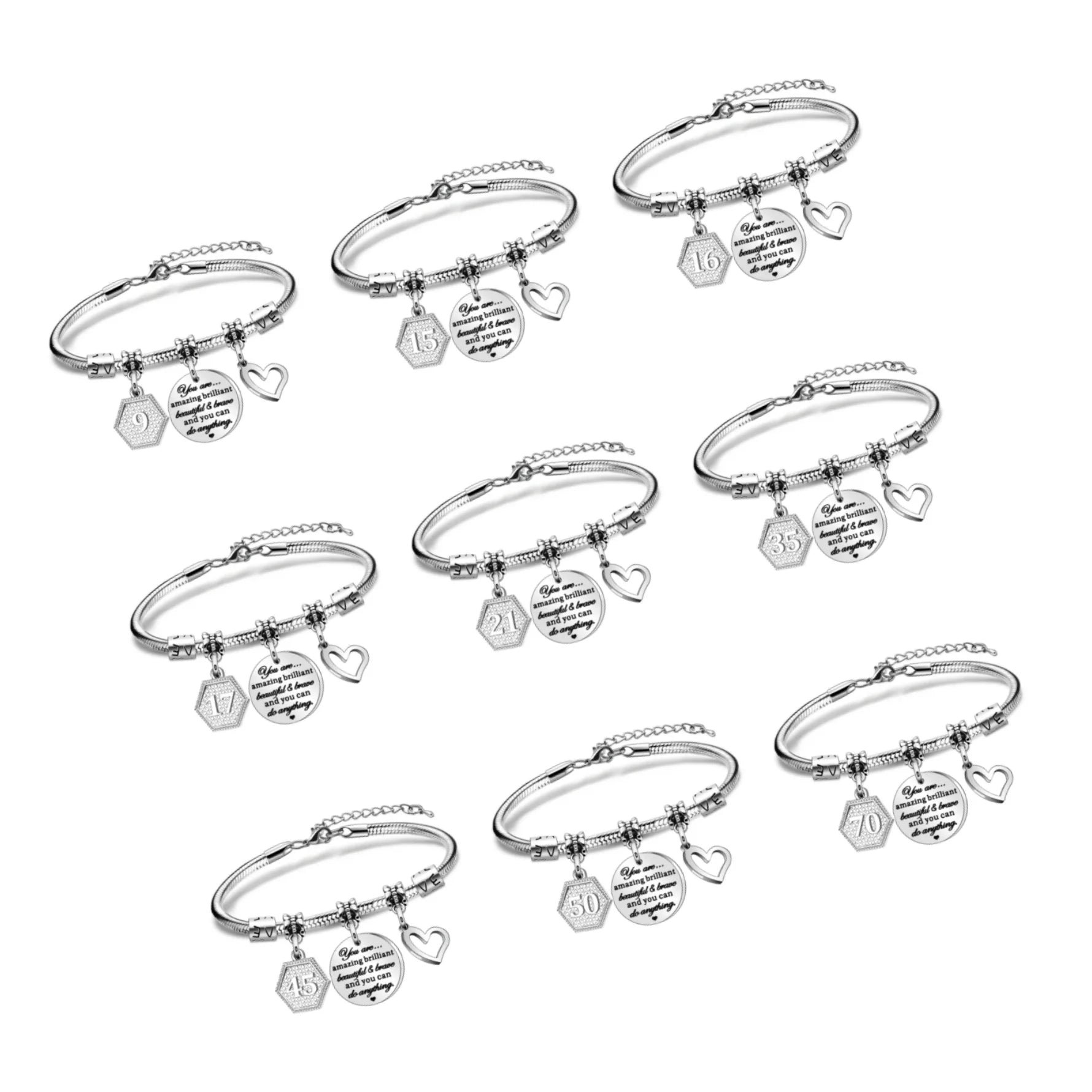 DAIHE Fashion Jewelry Heart Bracelet Bangles Customizable Lettering Stainless Steel Birthday Bracelets Commemorative Gift