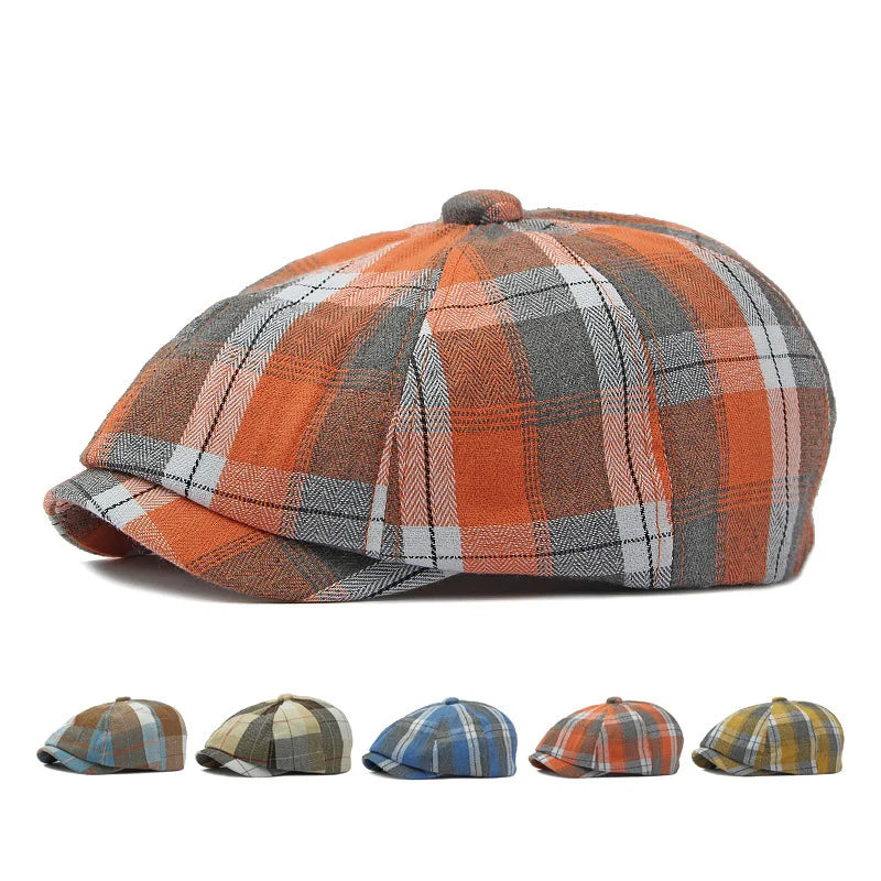 Plaid Newsboy Cap for Men Wome Classic 8-Panel Beret Hat Ivy Gatsby Cabbie Cap
